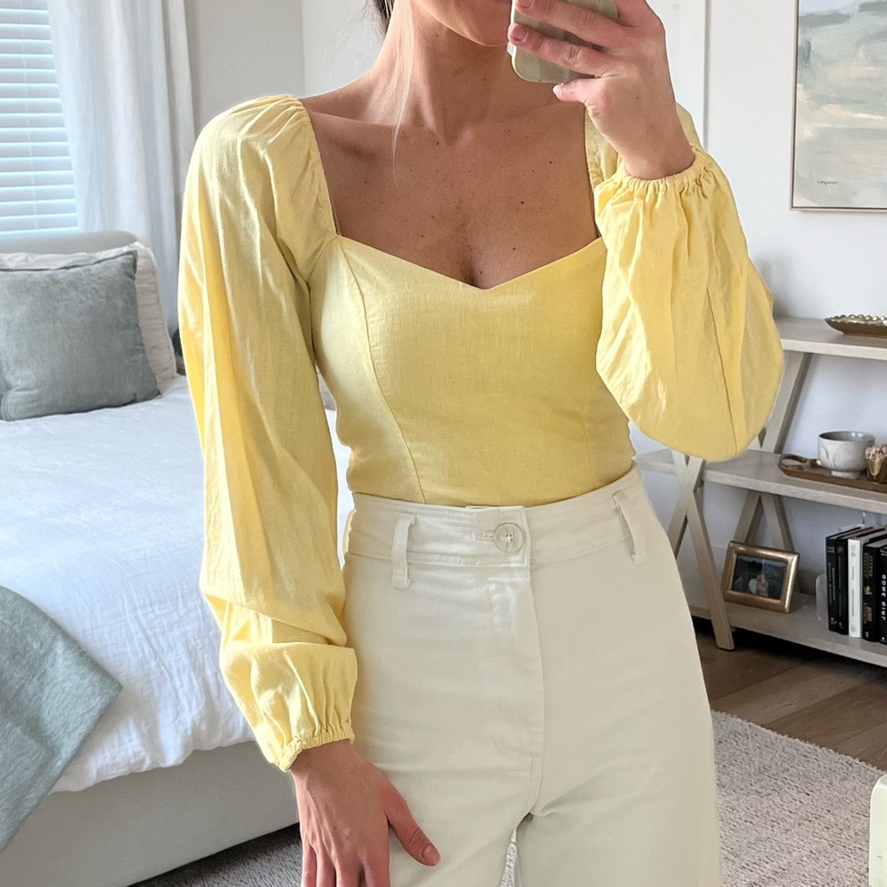 Cropped Yellow long sleeve Blouse